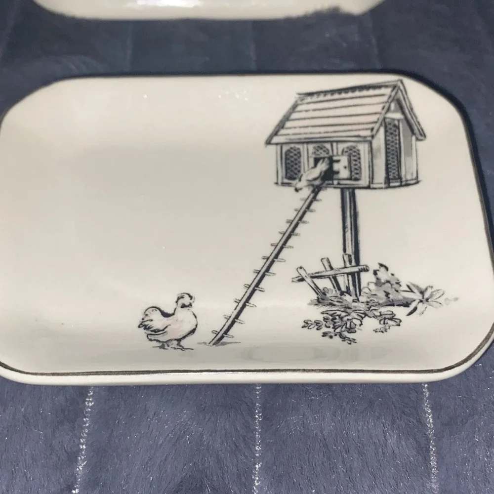 NWOT Creative Co Op Small Dishes Chickens Trinkets Set Of 4